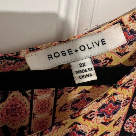 Rose + Olive Women's Blouse Boho Mandala Colorful Long Sleeve Shirt Size 2X - Picture 3 of 11